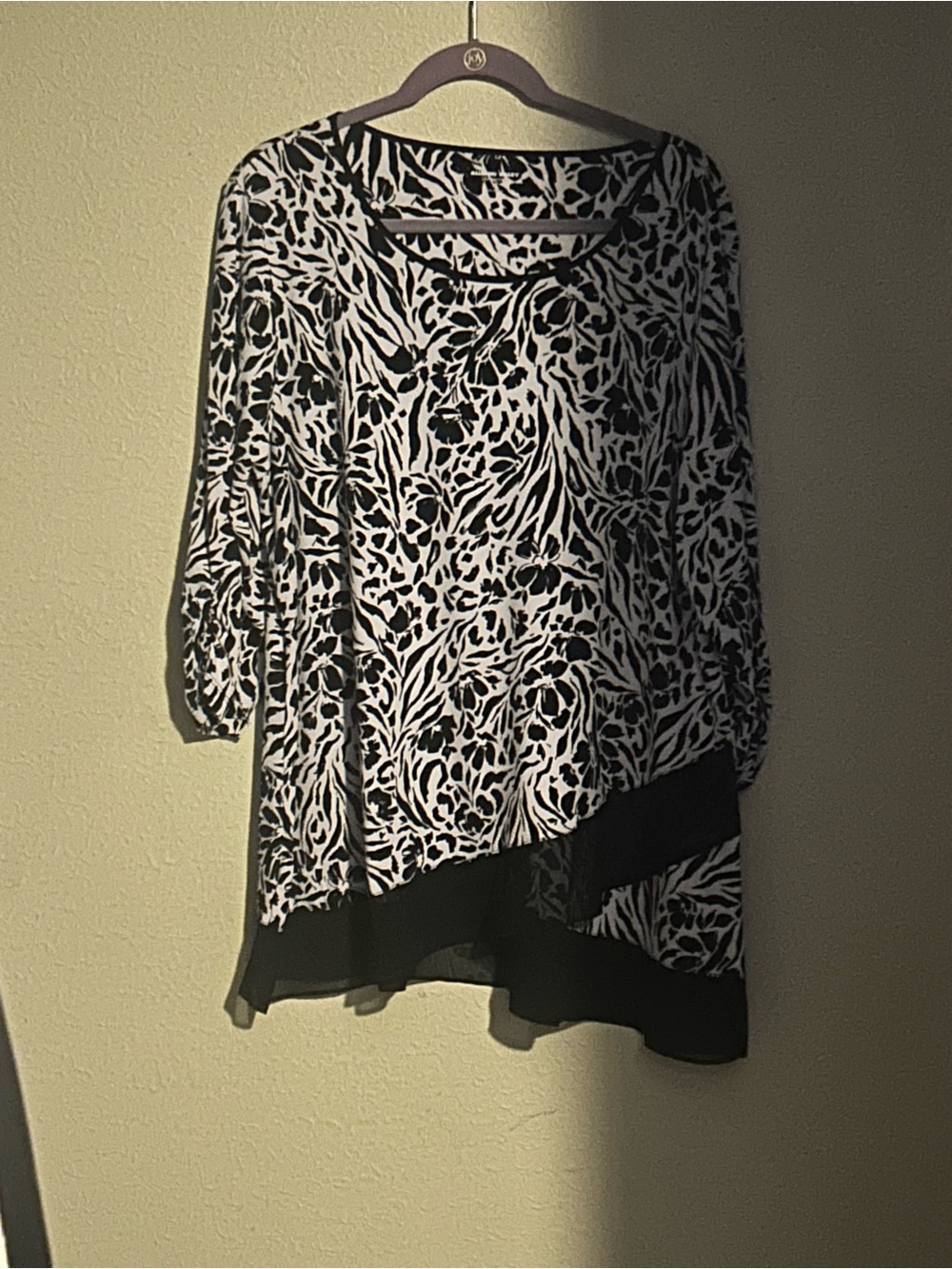 Allison Daley Black & White Printed Asymmetric Tunic